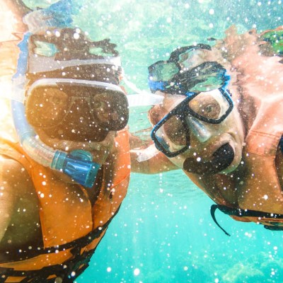 a person swimming in the water