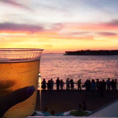 a sunset over a body of water