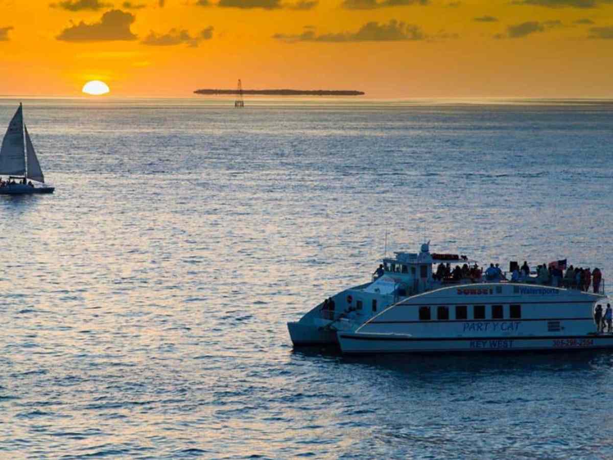 a boat floating on a large body of water